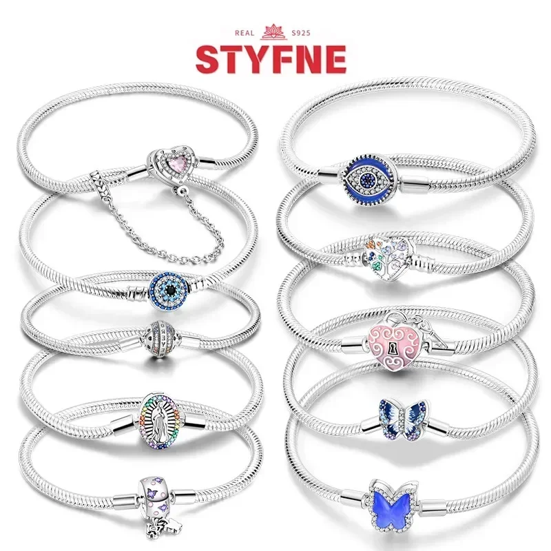 

S925 Sliver Luxury Bracelets Heart Lucky Eyes Bracelet Female Anniversary Party Fine Bracelet Bangles for Women Jewelry Gifts