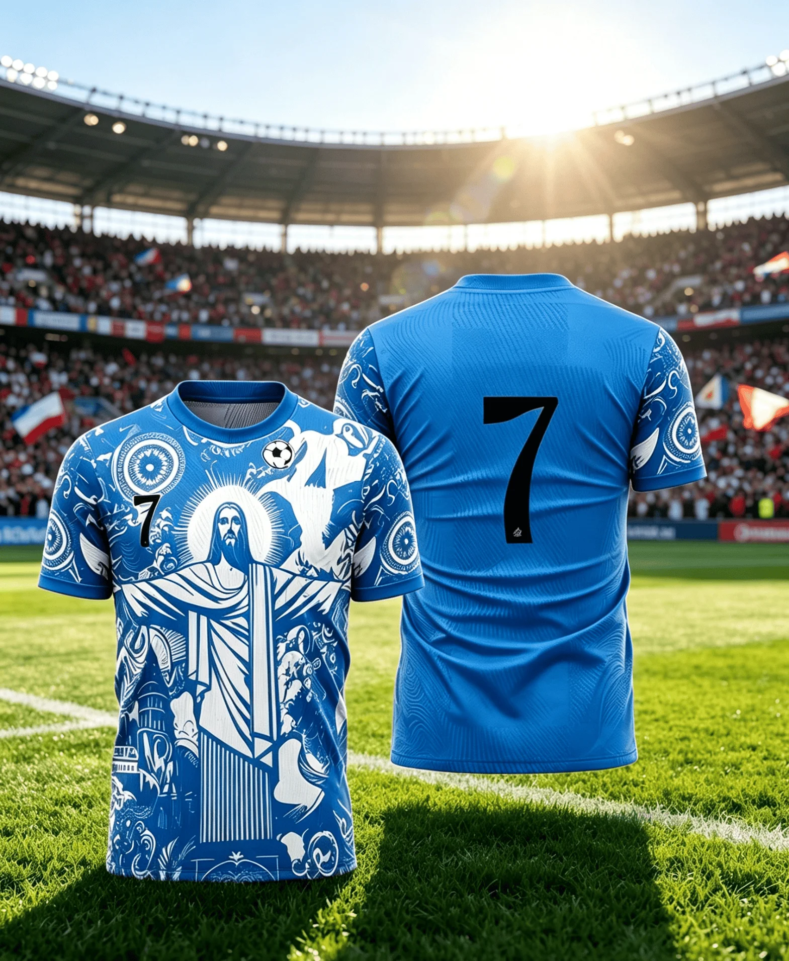 Creative Figure All Over Print Red No.7 Football Shirt Stadium Sports Jersey