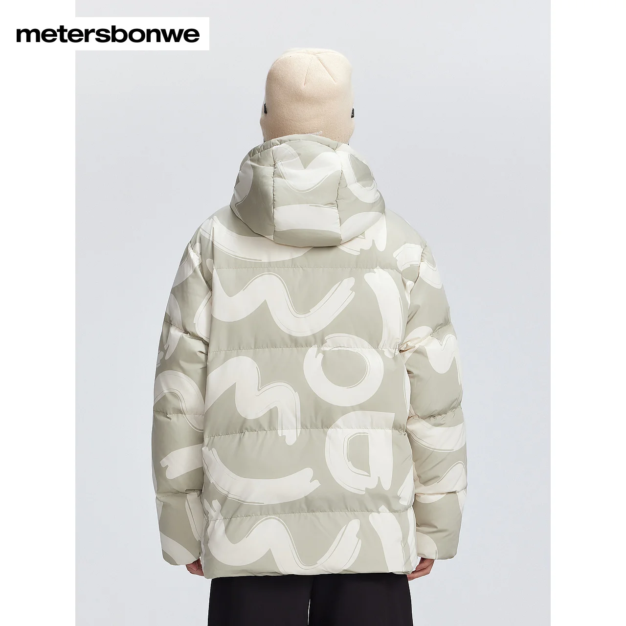 Metersbonwe-Doudoune à capuche imprimée complète pour hommes et femmes, 85% duvet de canard, ourlet élastique, vêtements chauds pour couple, mode