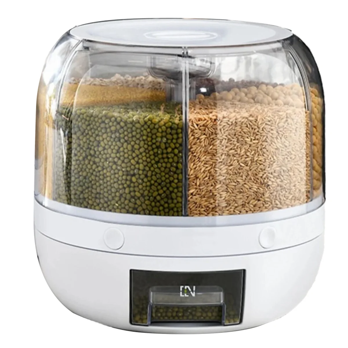 

360° Rotating Grain Dispenser Grain Storage Box Transparent Sealed Jar Circular Kitchen Rice