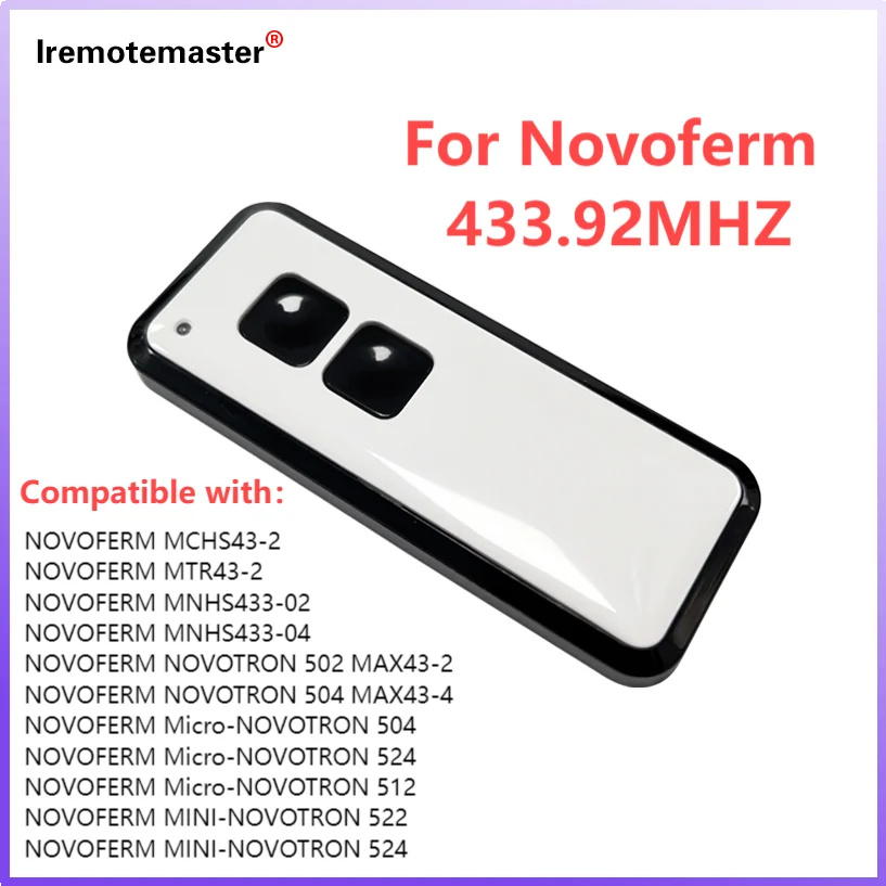 

For NOVOFERM NOVOTRON 524 522 512 502 MAX43-2 504 MAX43-4 Remote Control Garage Door Opener 433MHz Rolling Code