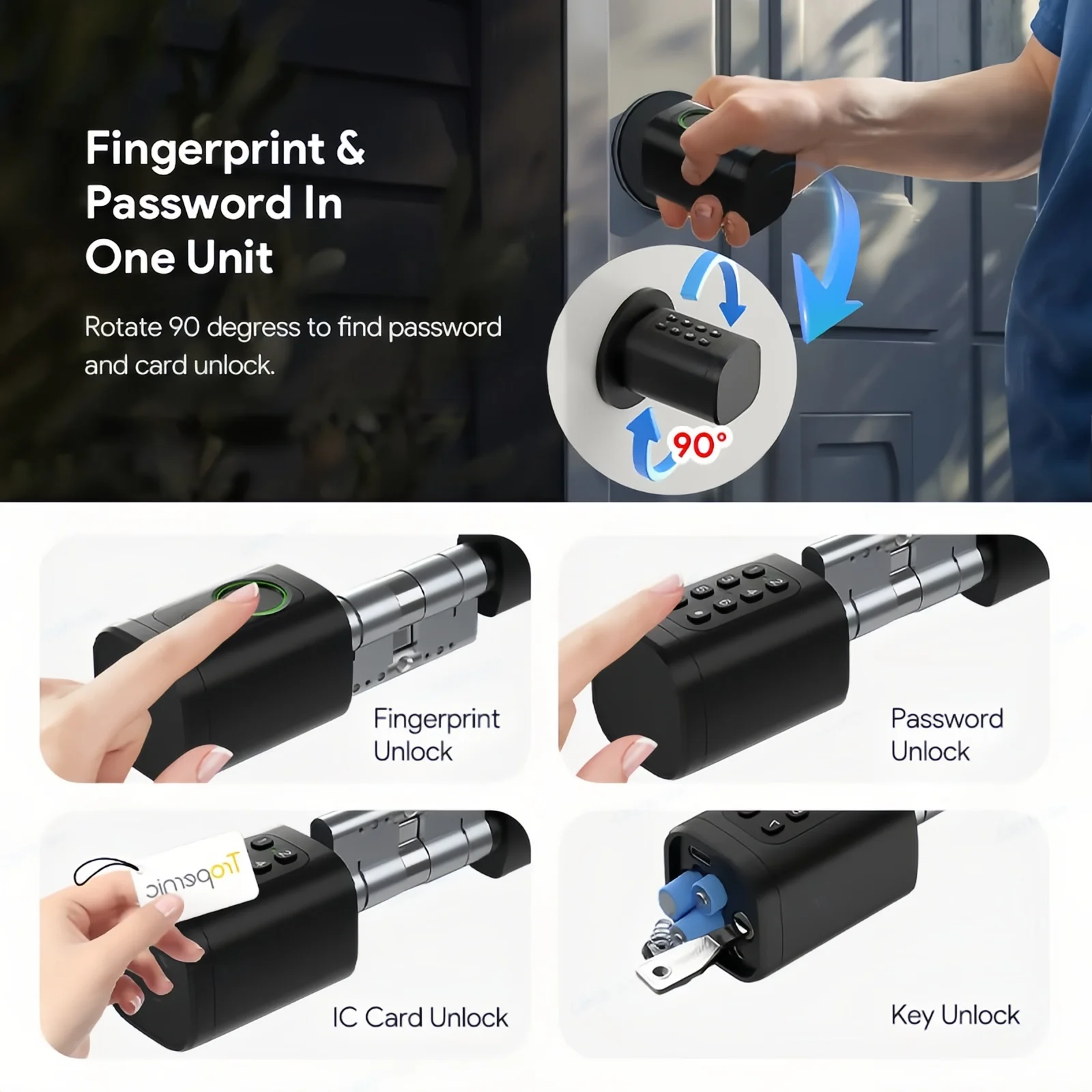 CDOK V1Tuya/TTlock APP smart lock, fingerprint password double-sided unlocking, simple installation and easy operation