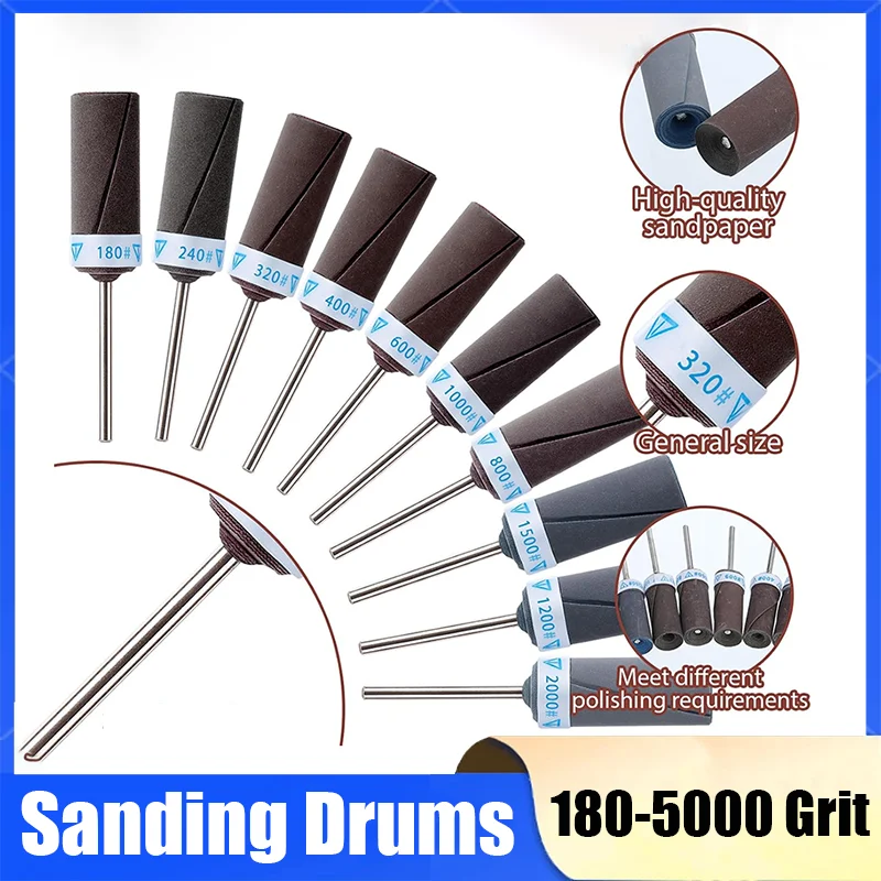 2/5/10/20Pcs 180-5000 Grit Sand Paper Bar Sandpaper Rotary Cutter 2.35mm Shank Rod Abrasive Grinder Rotay Tools Accessories