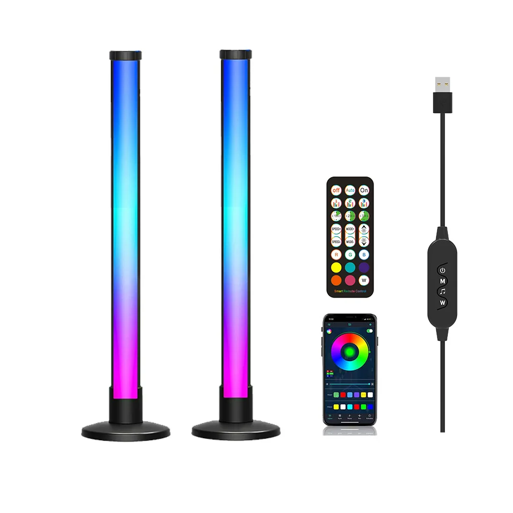 

Smart WiFi Enabled RGBIC LED Light Bar Music Sync Voice Remote USB White PC Desk Lamp-Aluminum PC Construction 16 Million Colors