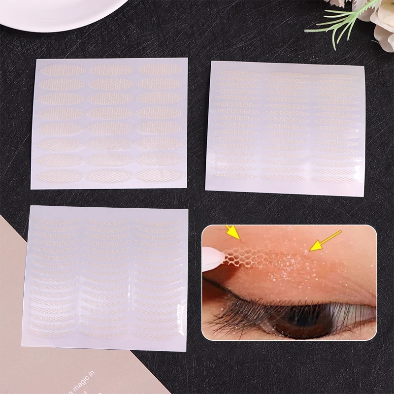 4 Sheets Eyelid Tape Sticky Invisible Double Fold Eyelid Lace Paste Clear Stripe Natural Self-adhesive Eye Tape Makeup Tool