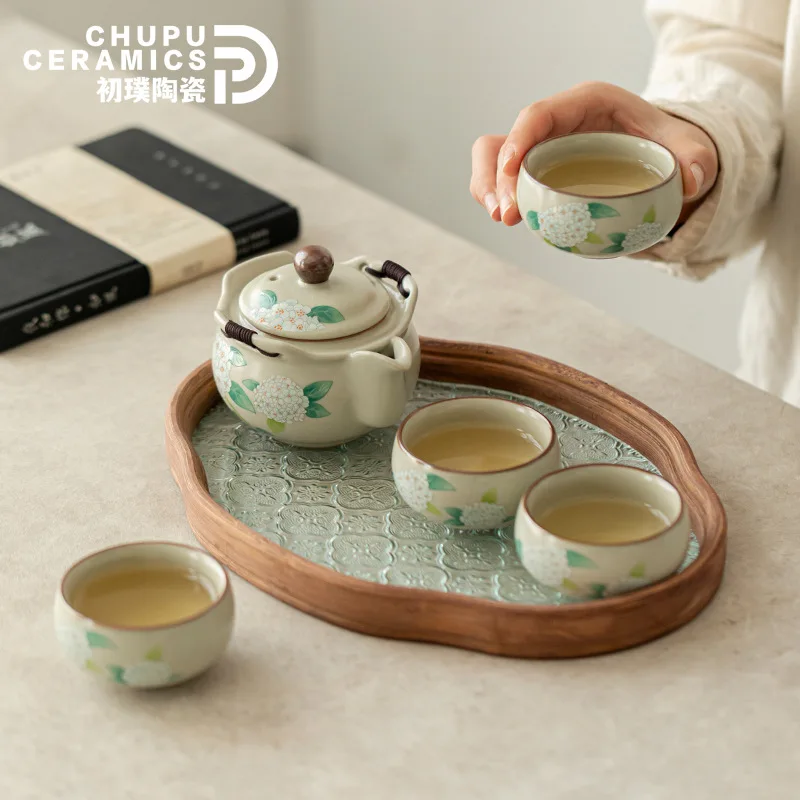 

lLH tea set with tea tray ceramic clutch pot household tea cup