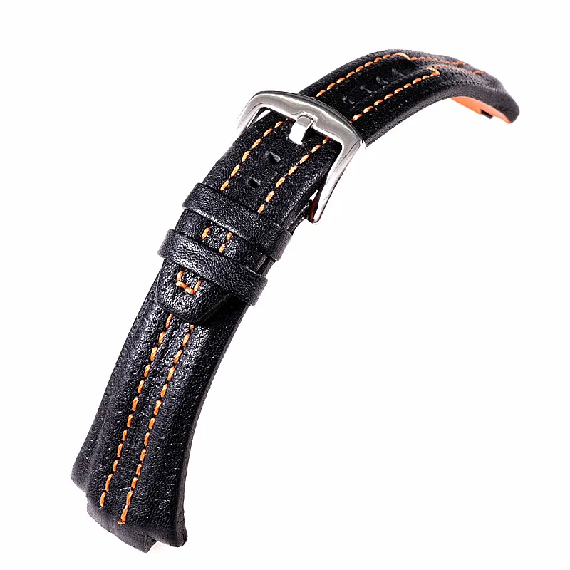 27x15mm Cowhid Watch Strap For Seiko Sportura SNL029P2 SNL021P1 SNL595P2 SNL017P1 Men\'s Watchband Convex interface Bracelet Belt