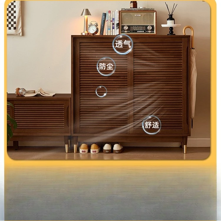 cabinet home door simple modern large-capacity entrance cabinet retro entrance hallway sliding door storage cabinet