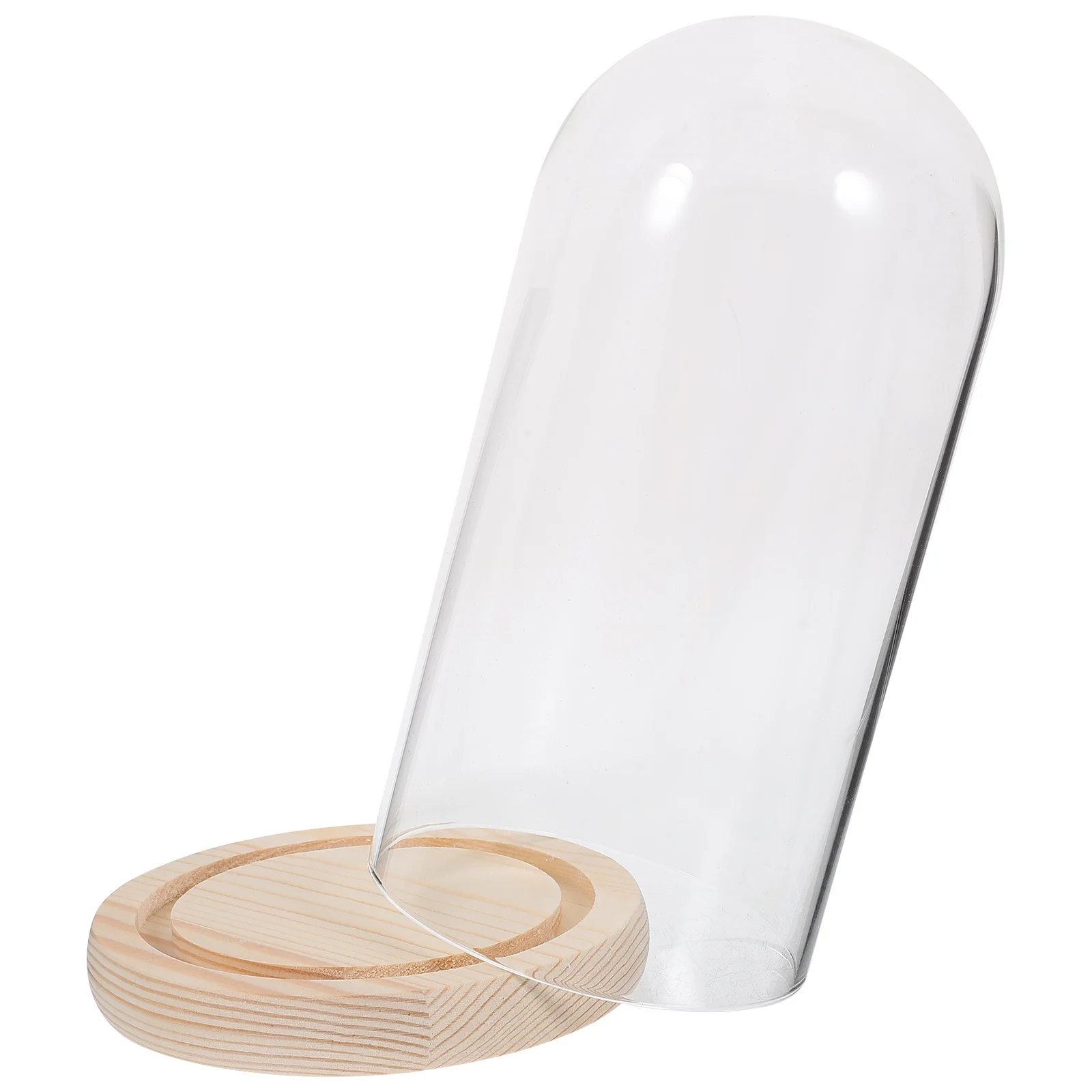 

Preserved Flower Glass Dome Cloche Clear Display Case Decorative Glass Cover with Wooden Base Valentines Day Gift