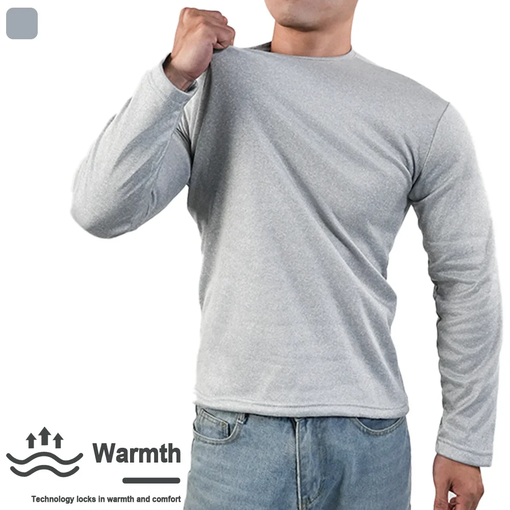 Men Thermal Shirts Long Sleeve Athletic Workout Top Thermal Compression TShirts Men Base Layer Cold Weather Thick Fit Undershirt