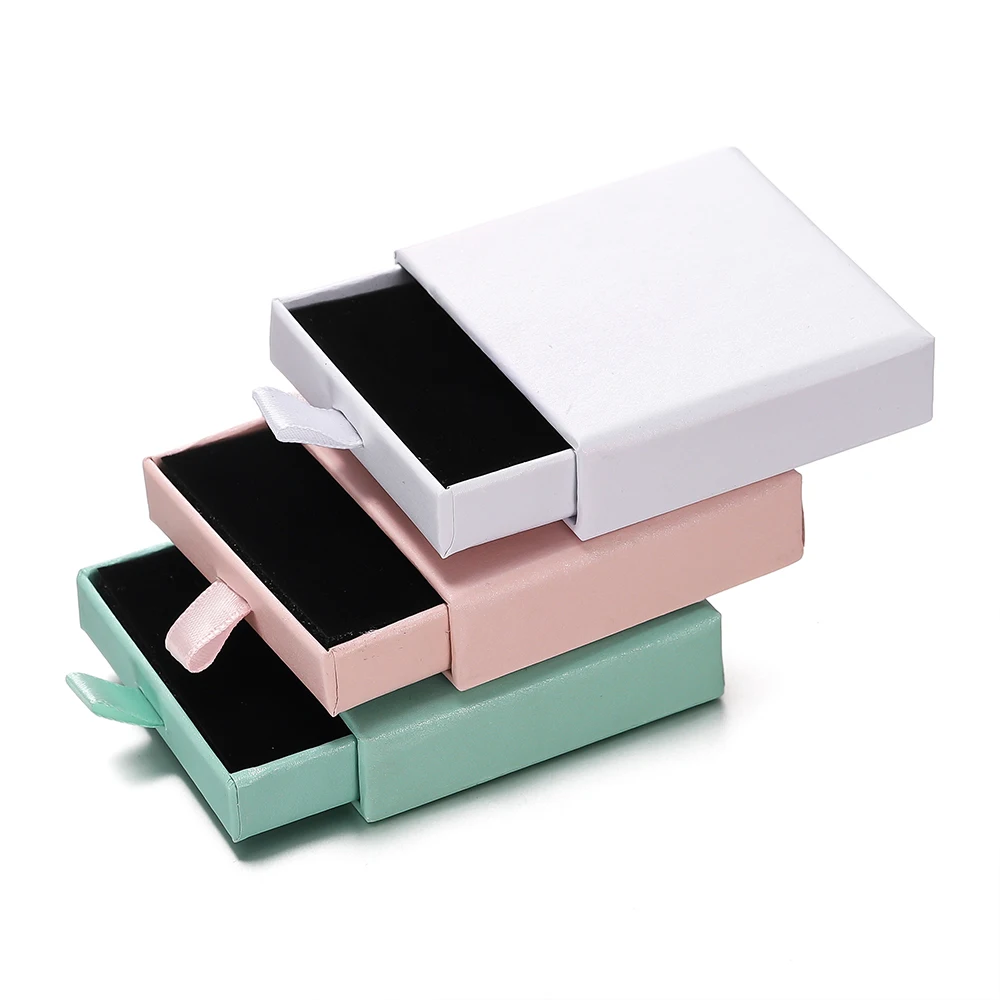 Creative Drawer Jewelry Packaging Box Necklace Ring Earing Bracelet Storage Organizer Display Stand Solid Color Paper Gift Boxes