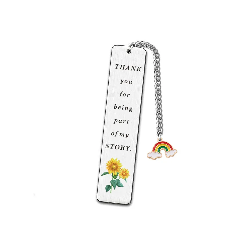 Graduation Gift Stainless Steel Bookmark Pendant Reading Book Mark Lettering Book Page Marker Stationery Teachers'Day Supplies