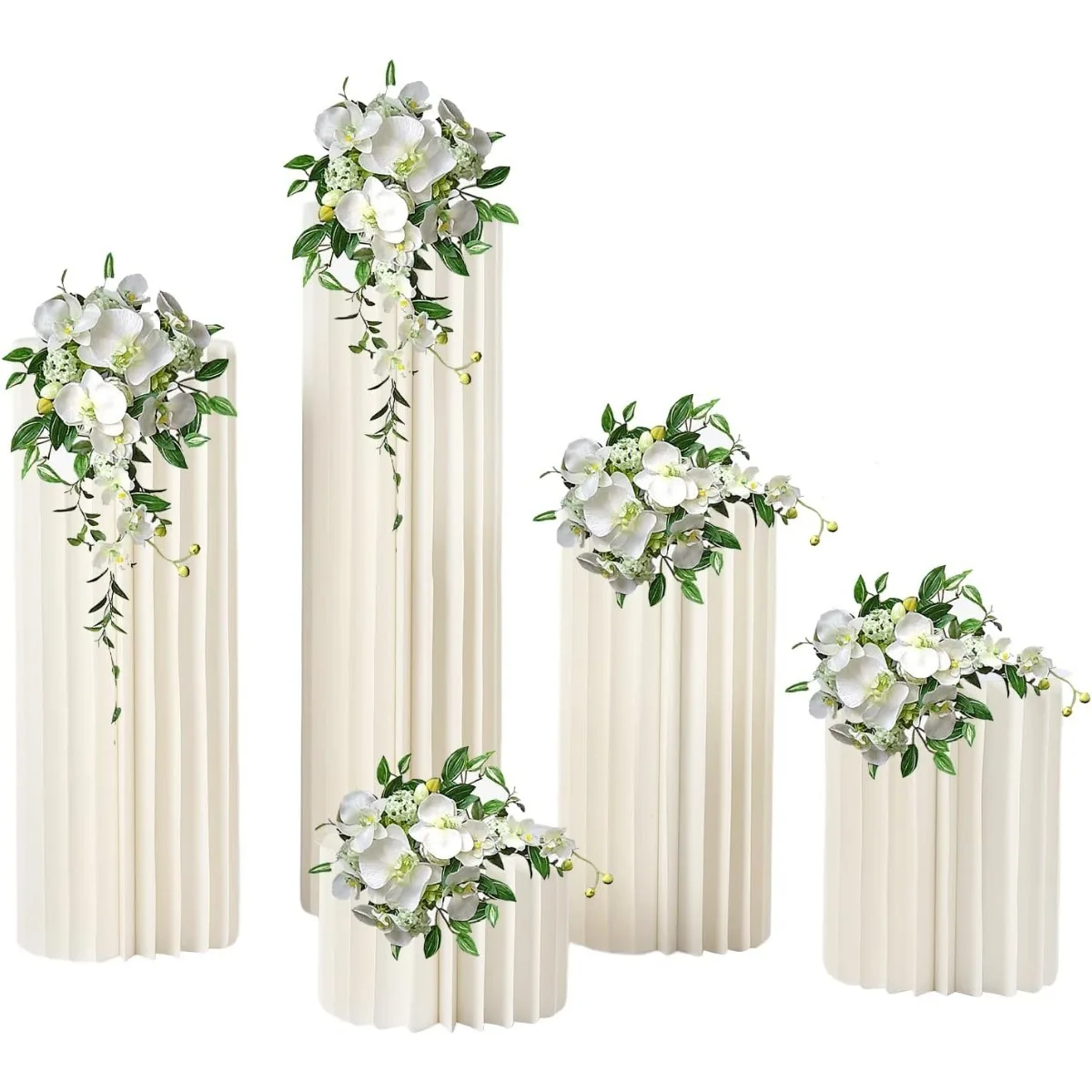 Paper Flower Stand, Cardboard Flower Stand for Wedding, Set of 5 Height Sizes 20/40/60/80/100cm, Decorative Display Stand