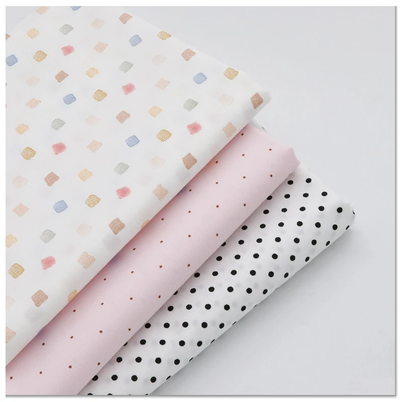 Tela de sarga de algodón puro de lunares de 160x50cm, tela de algodón estampada, tela de algodón DIY, tela de costura de cubitos de azúcar estilo Ins personalizado