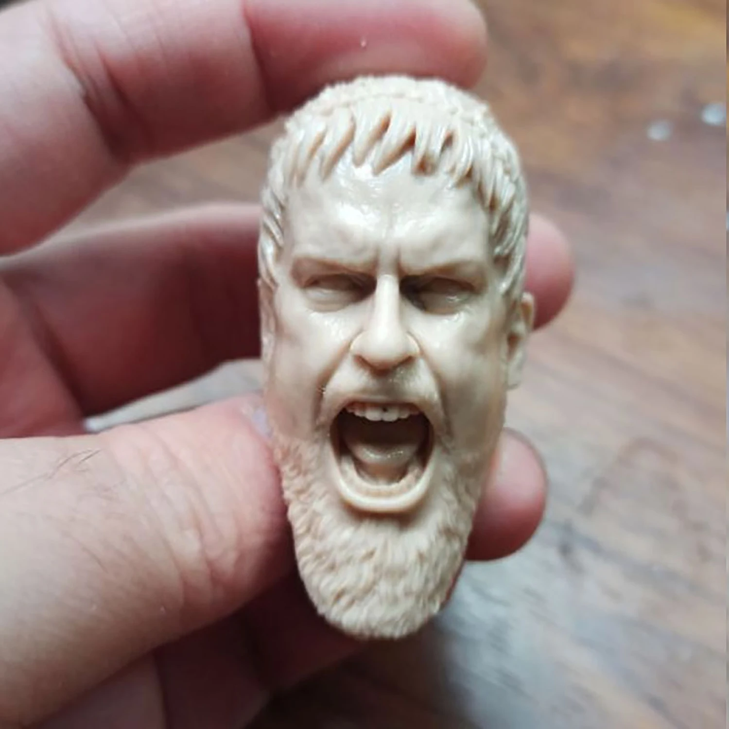

1/6 Scale Unpainted Spartan Warrior Roar Head Carving Sculpt Model Toys