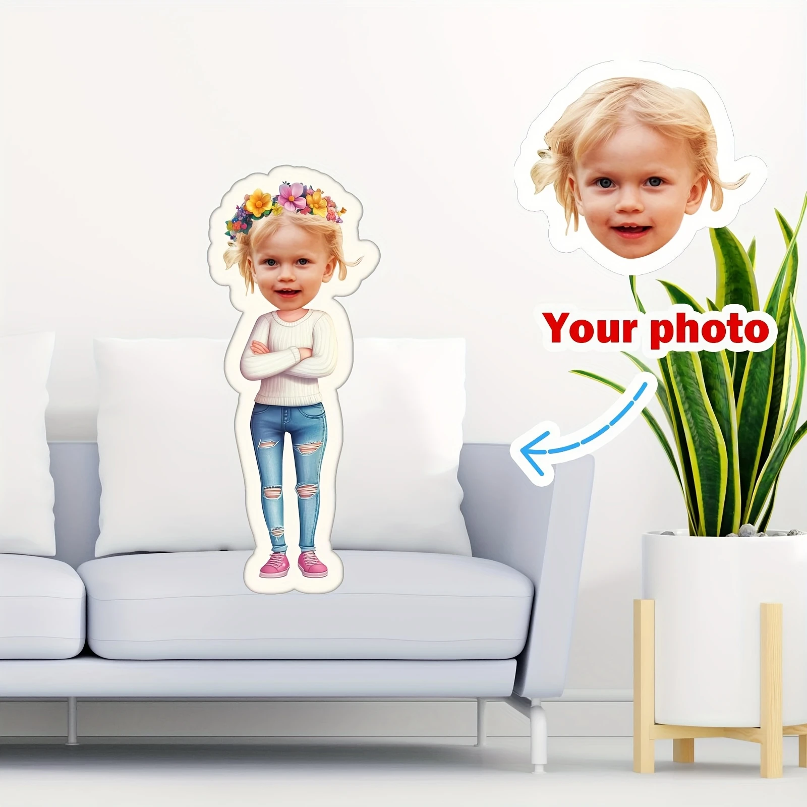 Customizable Girl Design Plush Throw Pillow - Personalized Photo Option, Soft Polyester, Zip Closure - Ideal for Teens & Adults,