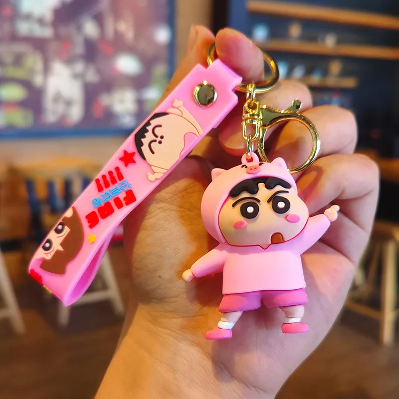 New Crayon Shin-Chan Cartoon Cross Dressing Keychain Backpack Pendant Decoration Funny Model Toys Doll Gifts for Kids Friends