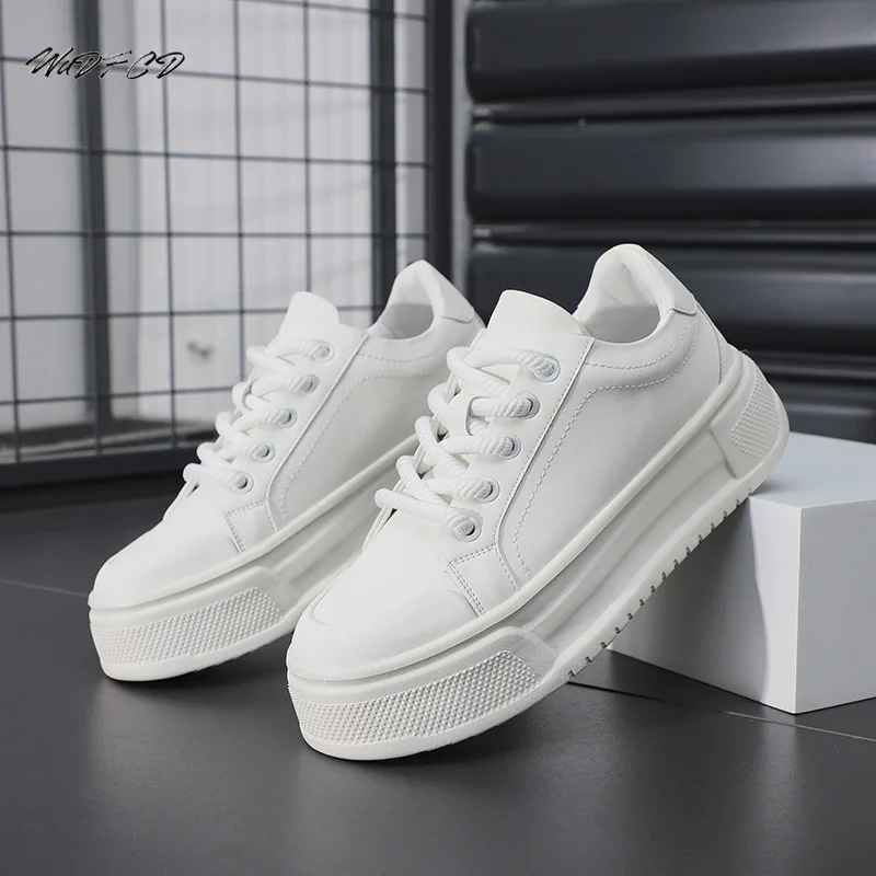 Sneakers Casual Men Designer White Shoes Fashion Split Leather Breathable Height Increased Flat Platform Board Shoes Sport Shoes