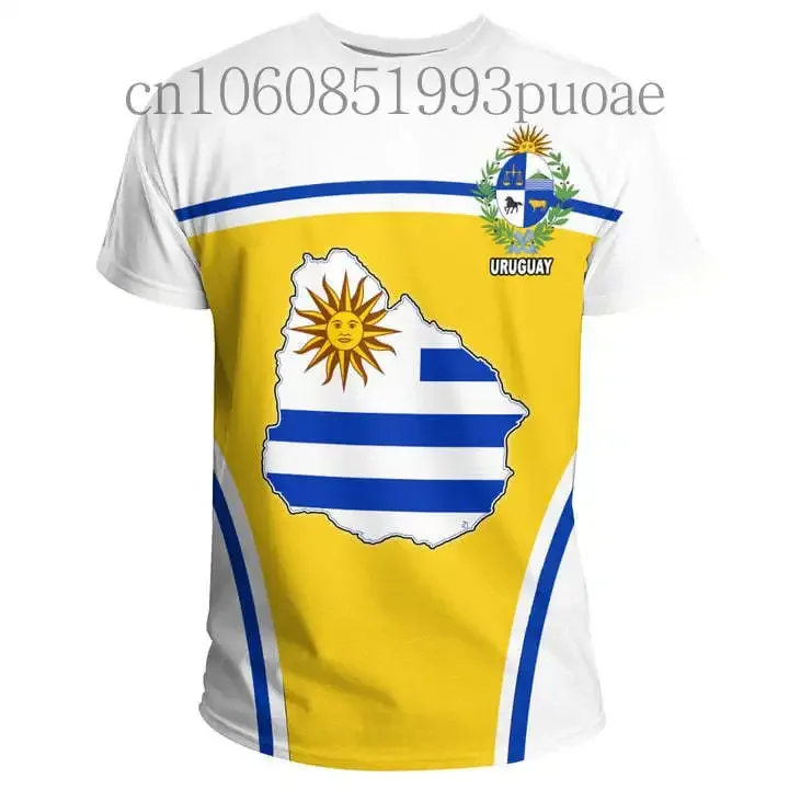 New 2024 Men\'s T-shirt Uruguay Flag 3D Printing Fashion Casual T-shirt Street Oversize Men\'s and Women\'s Top