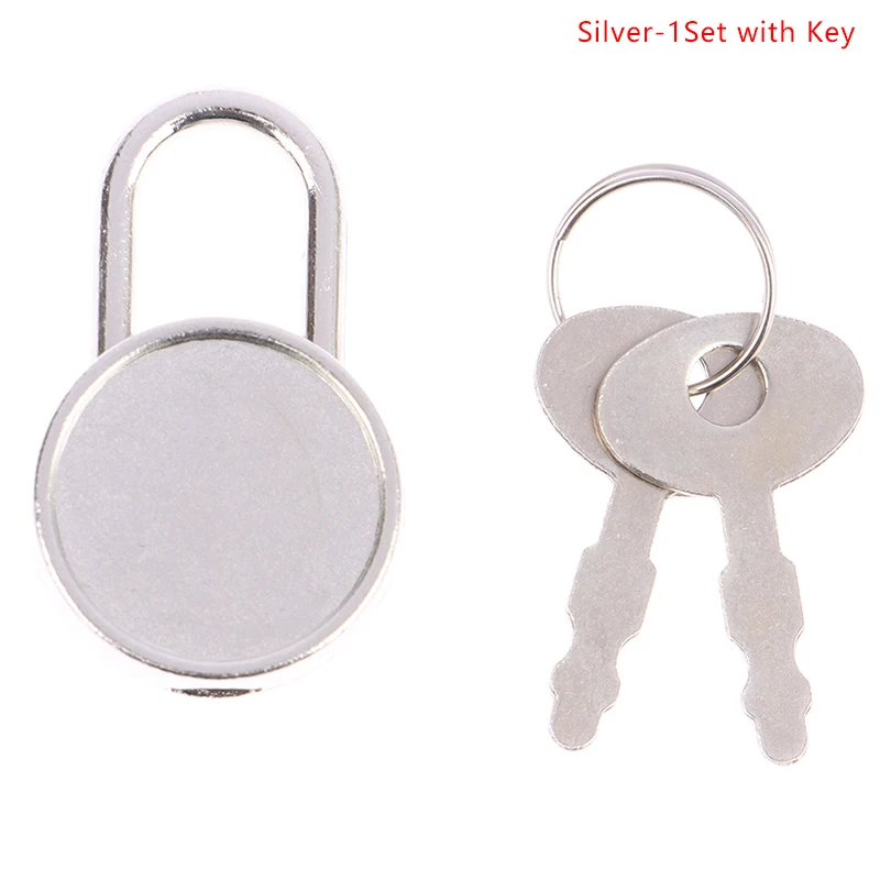 Hardware Locks With Key Lock Mini Round Shape Padlock Color Diamond For Luggage Travel Wedding Jewelry Box Diary Book Suitcase