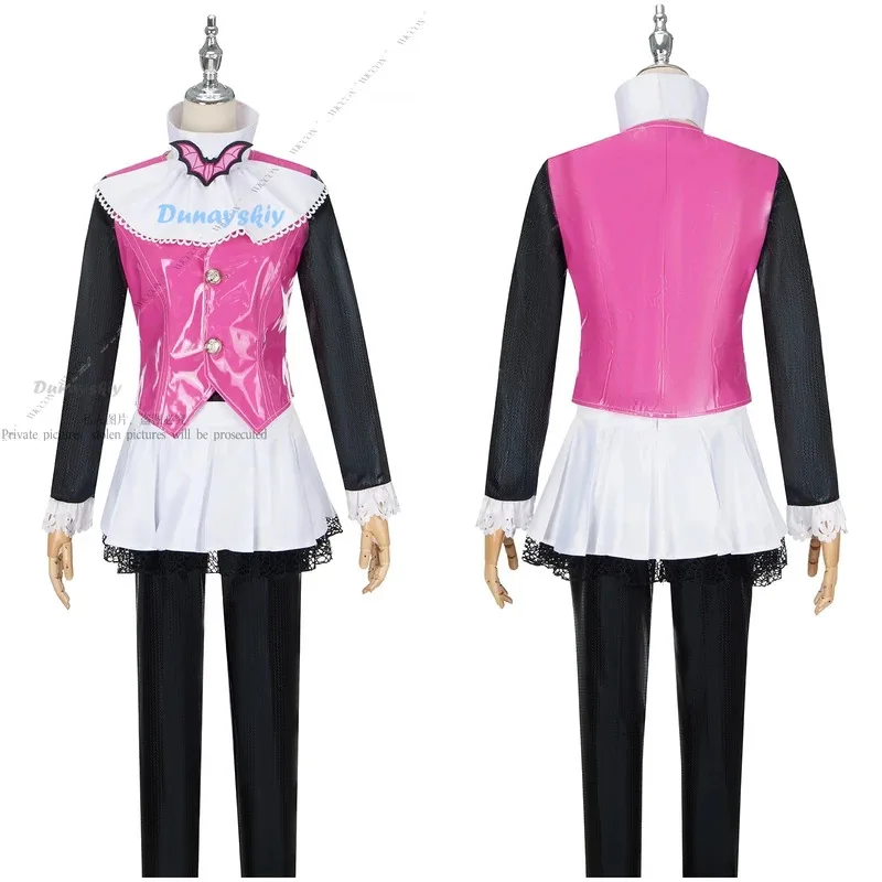 Qq45Draculaura Monster Cos peluca rosa de Vampiroe Dráculaura Anime Cosplay femenino disfraces de Halloween conjunto completo alto traje de Carnaval