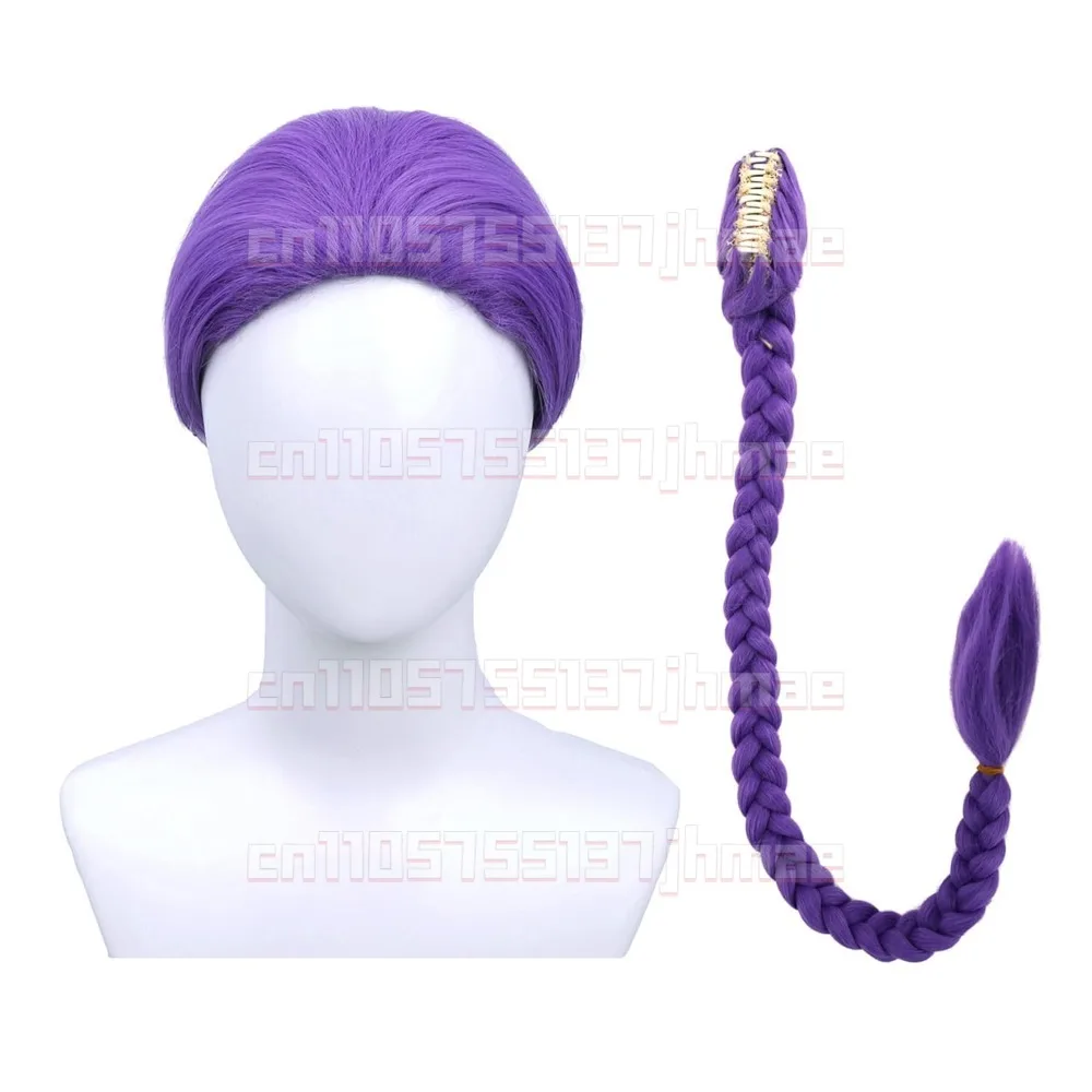 Rumi Cosplay Wig Movie KPop Demon Hunters Purple Braid Long Hair Heat-resistant Fiber Hair + Wig Cap Halloween Girls Women