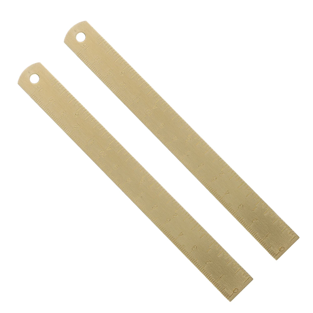 

2Pcs Brass Bookmark Ruler Engraved Scales Pocket Size Student Golden Metric Centimeter Sewing Drafting
