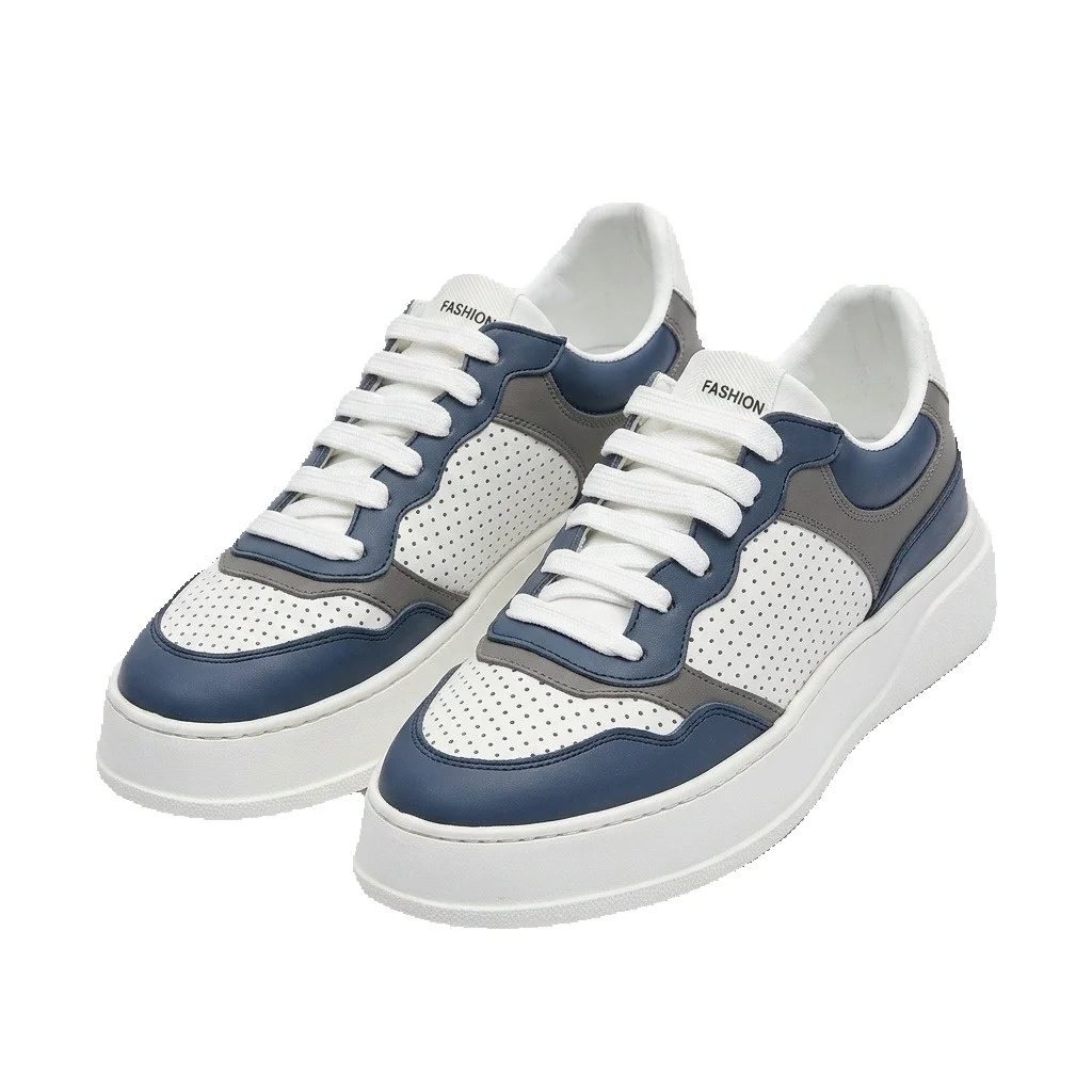 Genuine Leather Breathable Skateboarding Shoes For Men White_voghion.com