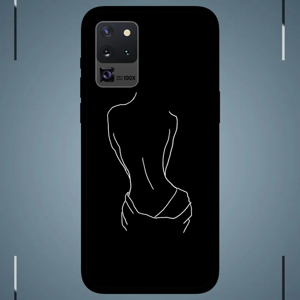 Line Sexy Art Phone Case For Samsung Galaxy S24 S23 S22 S21 S20 FE Note 20 Ultra 5G Black Phone Case