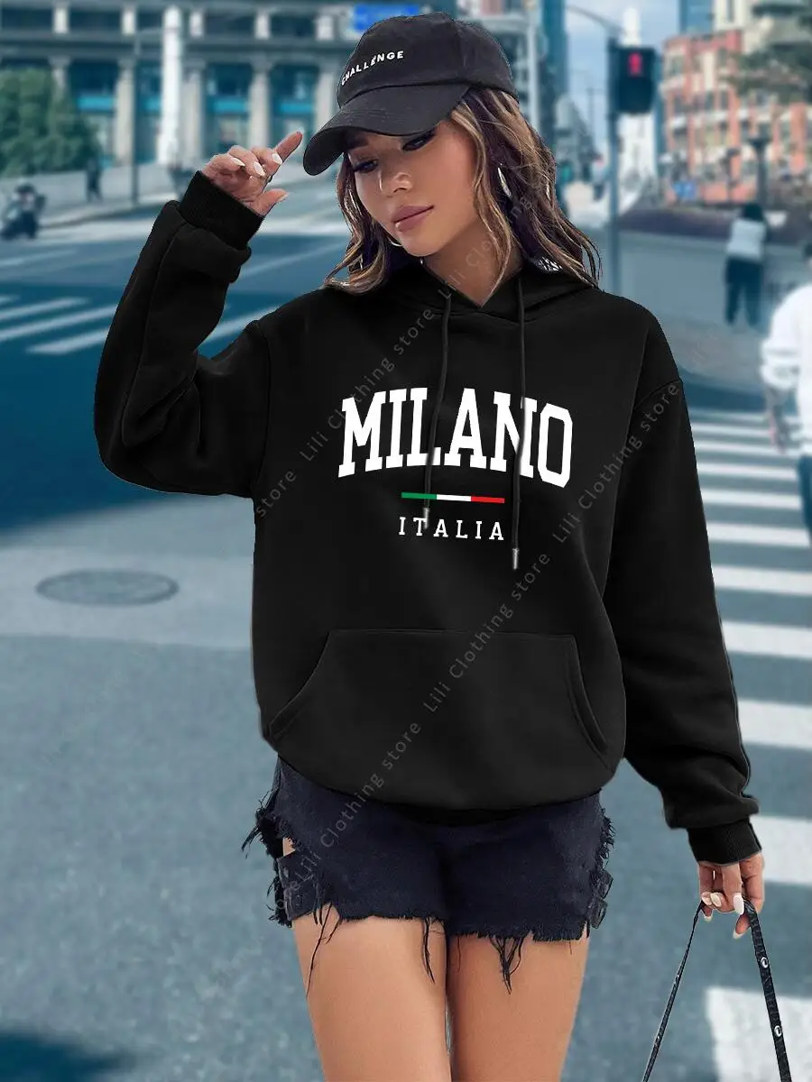 MILANO Hoodies für Damen, Kleidung, ästhetische Oberteile, hochwertige Mode, Street-Sweatshirts, modische Y2K-Damen-Pullover-Hoodies, Rosa