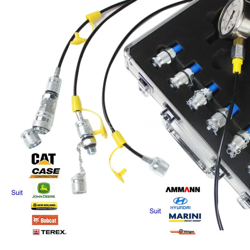 Excavator Hydraulic Pressure Gauges Kit Used For Excavator 10Mpa/25Mpa/40Mpa/60Mpa Test Coupling Black Box Diagnostic Tool