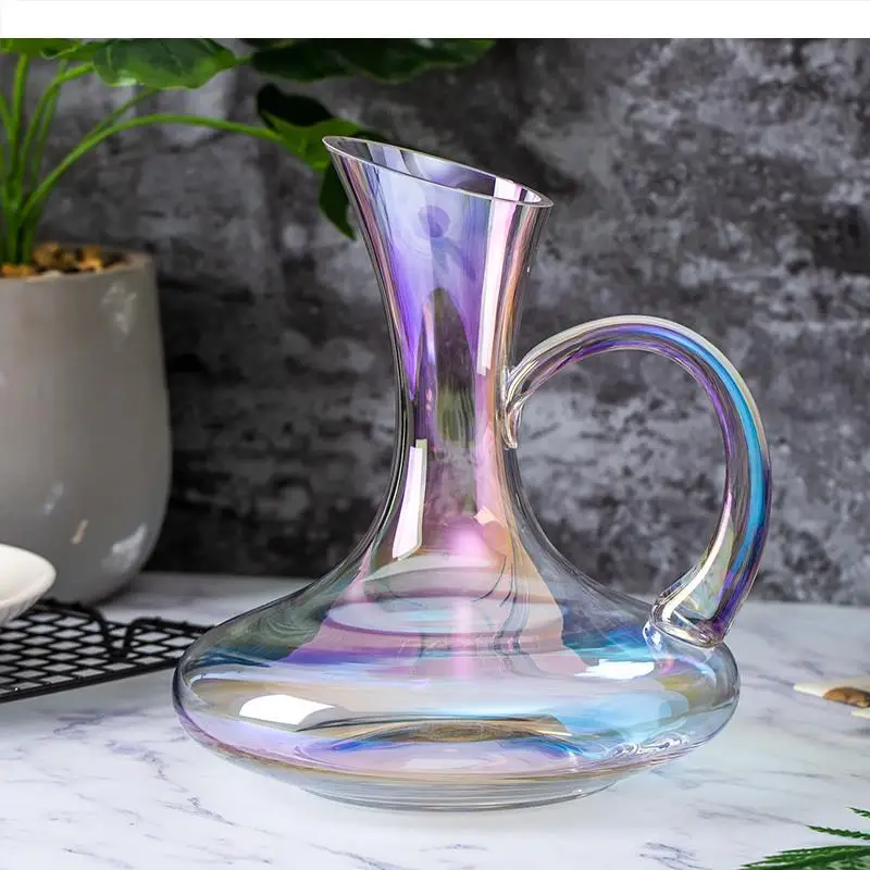 Colored Crystal Glass Pitcher Flagon Wine Decanter Dispenser Pouring Jug Bottle Hip Flasks Pot Barware