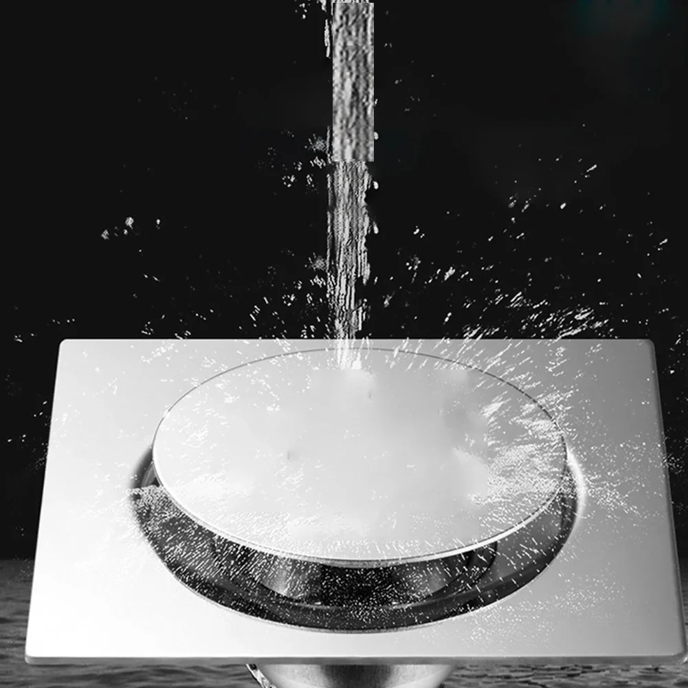 

Shower Stainless Steel Hotel Easy Clean Bathroom Bouncing Durable Waste Cover Floor Drain Deodorant Silver Pedal Type Square
