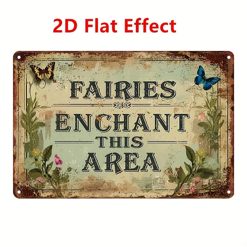 2D Flat - Magic Fairy Vintage Metal Iron Sign, Whimsical Wall Art, Perfect for Enhancing Your Garden or Patio with Fantasy