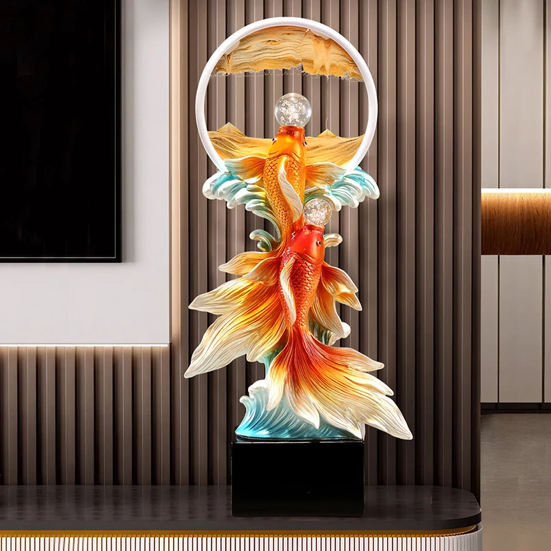 New Chinese Fish Statues Desktop Decoration Home Decor Office Foyer Hotel Lobby Ornaments Office Crafts Lucky Animal Sculptures