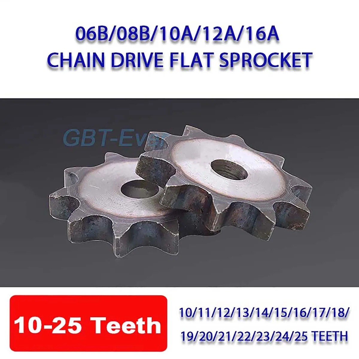 

1Pcs 06B/08B/10A/12A/16A Chain Drive Flat Sprocket 10-25 Teeth Carbon Steel Roller Chain Gear Industrial Sprocket Wheel