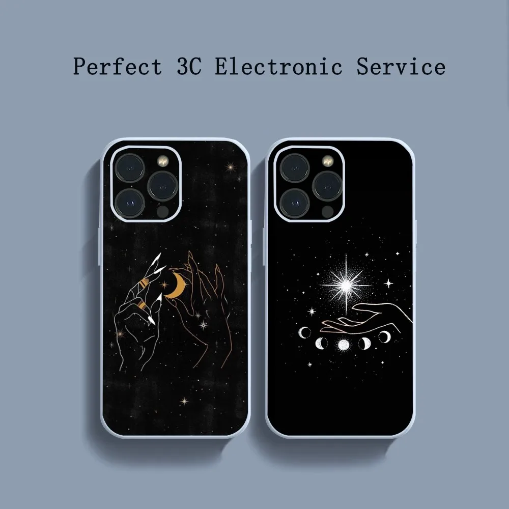 Art C-Celestial H-Hands Art Print Phone Case For iPhone 14 13 12 11 Pro Max XS Max X XR 7 8 Plus Mini Blue TPU material