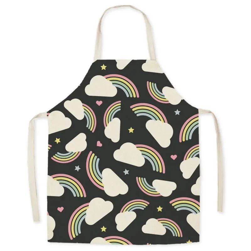 Summer Rainbow Sun Abstract Pattern Apron Adult Sleeveless Kitchen Men And Women Home Baking Waist Bib - view 3