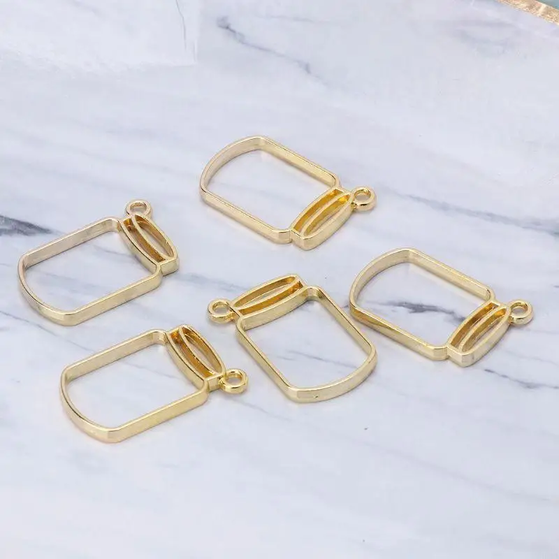 R66A UV เรซิน Hollow จี้ bezels 5x กรอบขวดโลหะลอยสำหรับงานฝีมือศิลปะ DIY