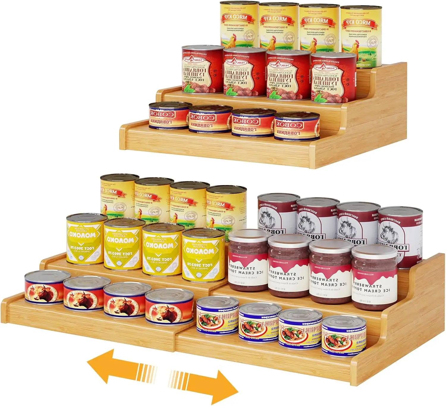 

Expandable Bamboo Can Rack Organizer, 3-Tier Adjustable Storage Holds Up to 24 Cans for Pantry