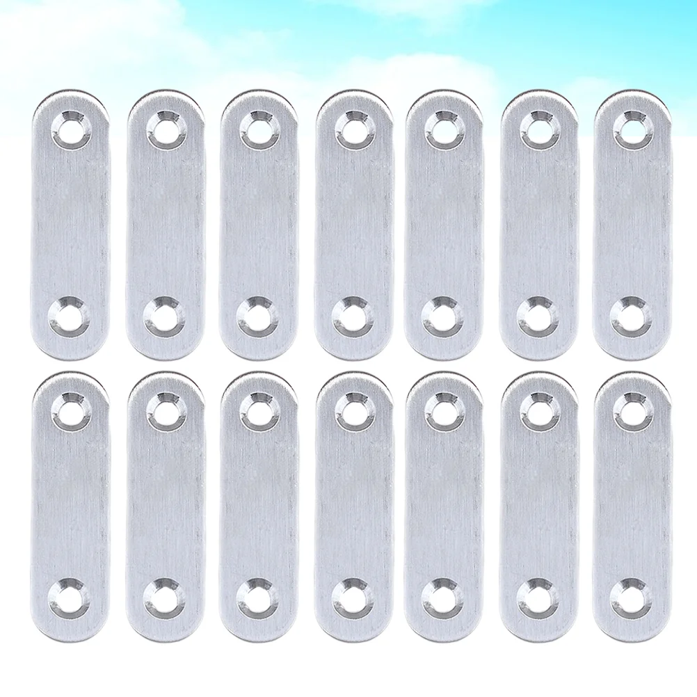 

20PCS 37mm Stainless Steel Straight Steel Brace Straight Metal Bracket Steel Straight Brace (Silver)