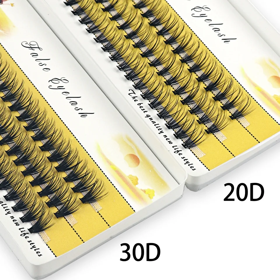 Racimos de Pestañas de Pelo Sintético 20/30D, 1 Caja con 60 Paquetes, Individuales Rusas 3D para Extensiones 3