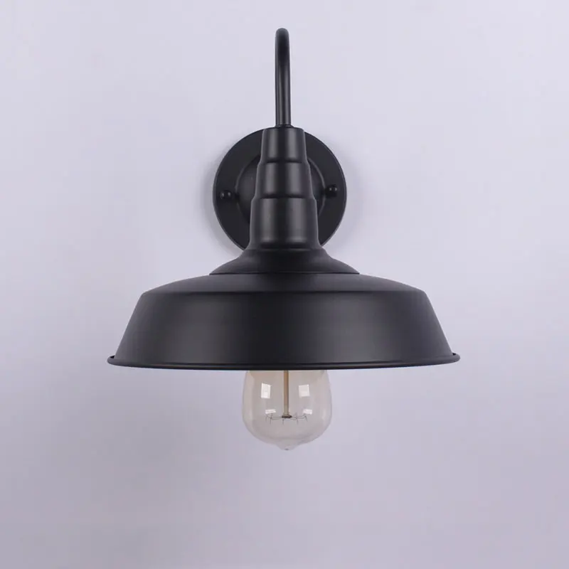Black Gooseneck Vintage Industrial Metal Shade Wall Lamp Retro Farmhouse Wall Light Fixture for Porch Bedroom Cafe Decor