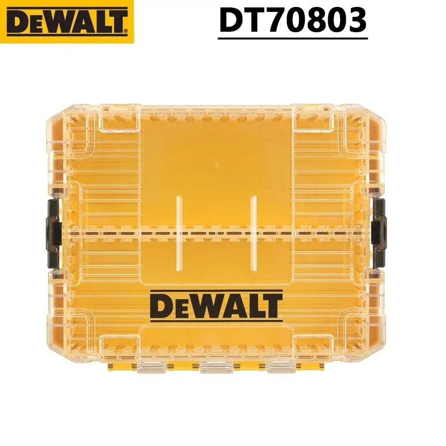 DEWALT DT70803 Grande caixa de ferramentas de armazenamento com divisórias removíveis Organizador de peças pequenas Caixa empilhável transparente DT70803-QZ