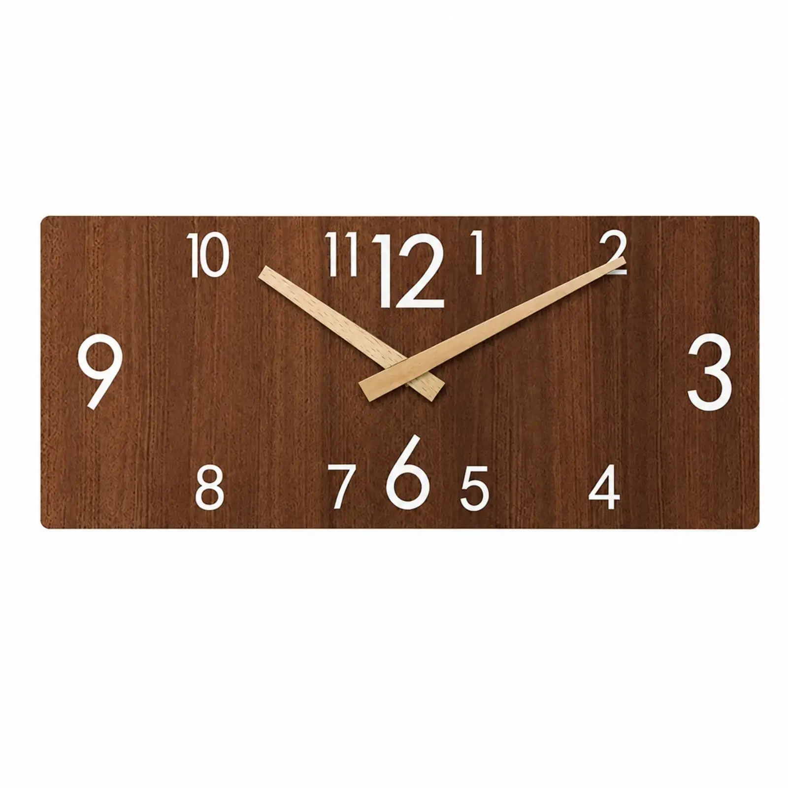 Rectangular Wooden Wall Clock with Silent Glide Hand Acrylic Cover for Office Reception Waiting Area Decoration