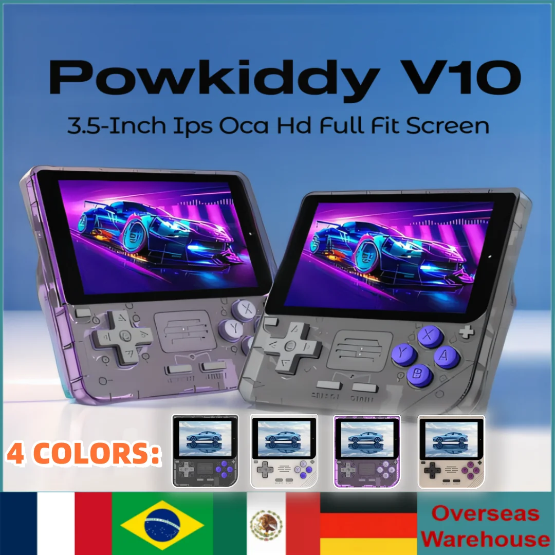 Powkiddy V10 Video Game Consoles Open Source System 3.5-inch IPS HD Full Fit Screen Compatible With Mainstream 3D Simulator Gift