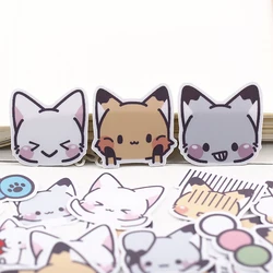 40PCS kawai  little fox head cute hand book  sticker package material hand book mobile phone animal children's decoration