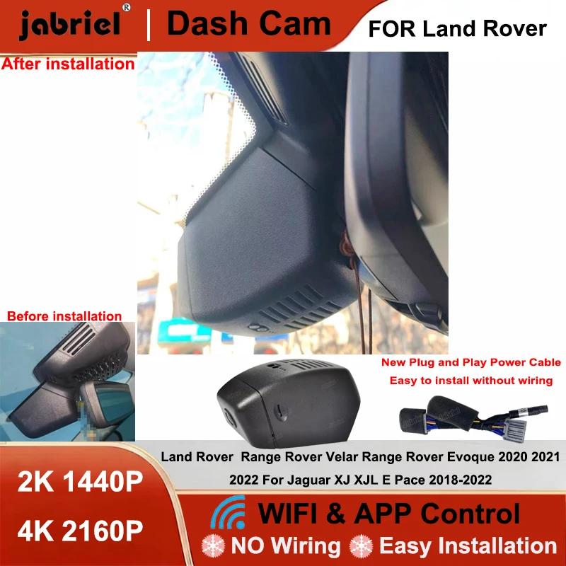 

Jabriel 4K Wifi Dash Cam For Land Rover Range Rover Velar Range Rover Evoque 2020 2021 2022 For Jaguar XJ XJL E Pace 2018-2022
