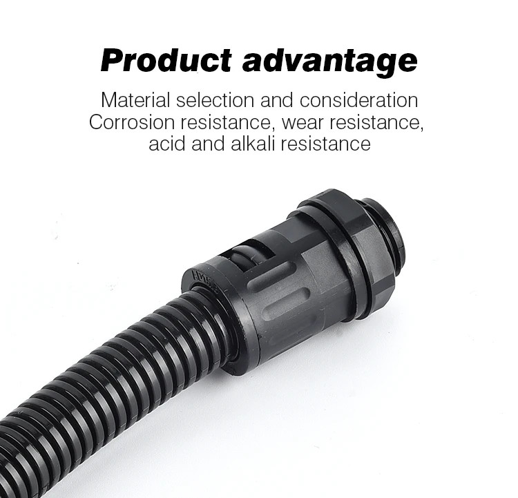 10/50 Stück Kunststoff-Wellrohr-Schnellverbinder AD10-AD54.5 M12/PG21 Nylon-Balgrohr-Endstücke – Detail 4