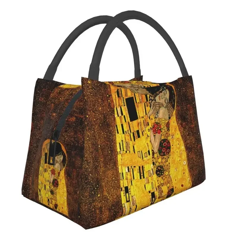 

Klimt Kiss Thermal Insulated Lunch Bags Women Gustav Klimt Freyas Art Resuable Lunch Container Multifunction Meal Food Box